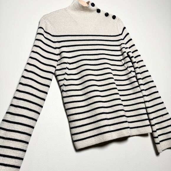 Zadig & Voltaire Sailor We Stripes Ribbed Funnel Neck Sweater in Ecru Sz XS - Picture 5 of 8
